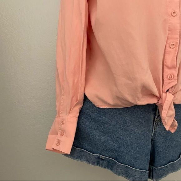 Peach Button and Front Tie Top (M)