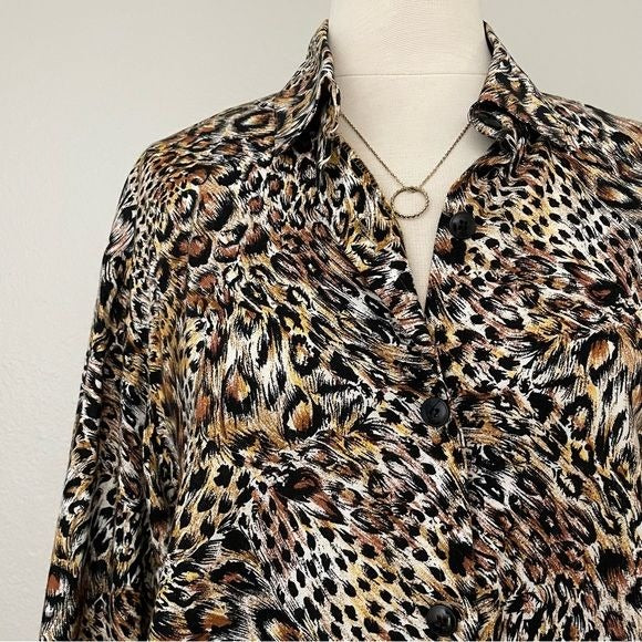 Vintage Animal Print Button Front Top (S-L)