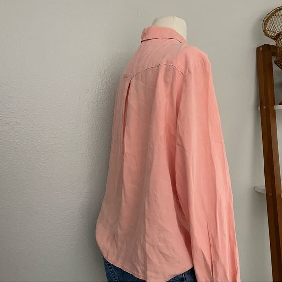 Peach Button and Front Tie Top (M)