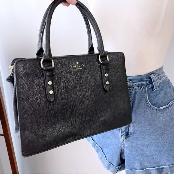 Black Pebble Leather Handbag