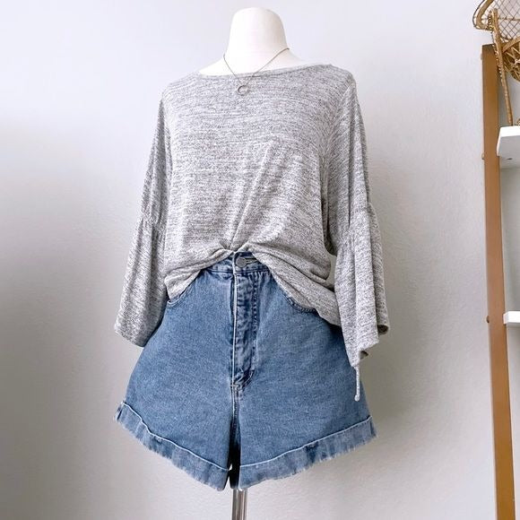 Heather Grey Jersey Knit Casual Top (L)