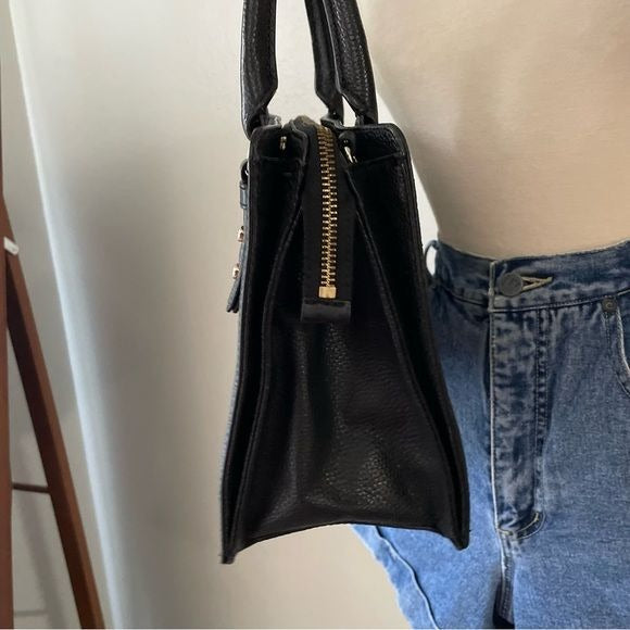 Black Pebble Leather Handbag