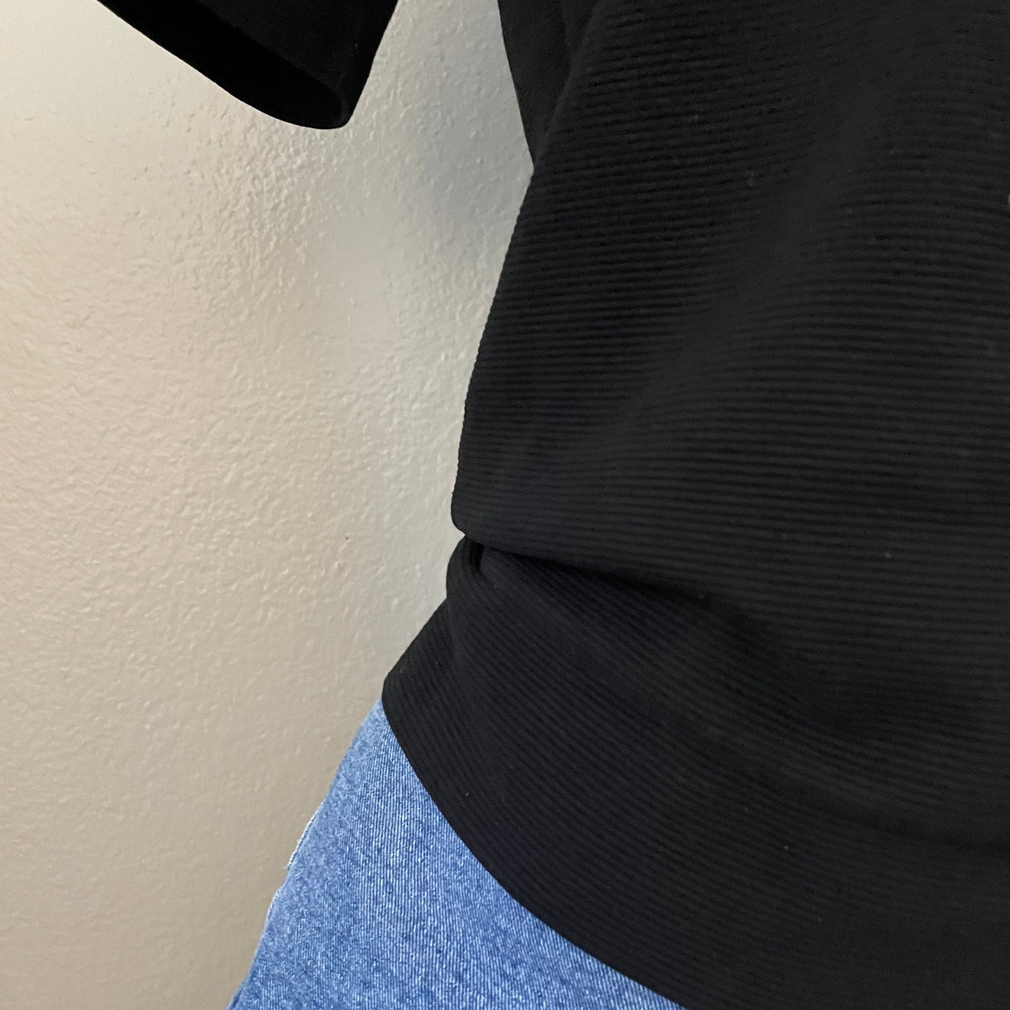 Black Ribbed Short Sleeve Top (XS)