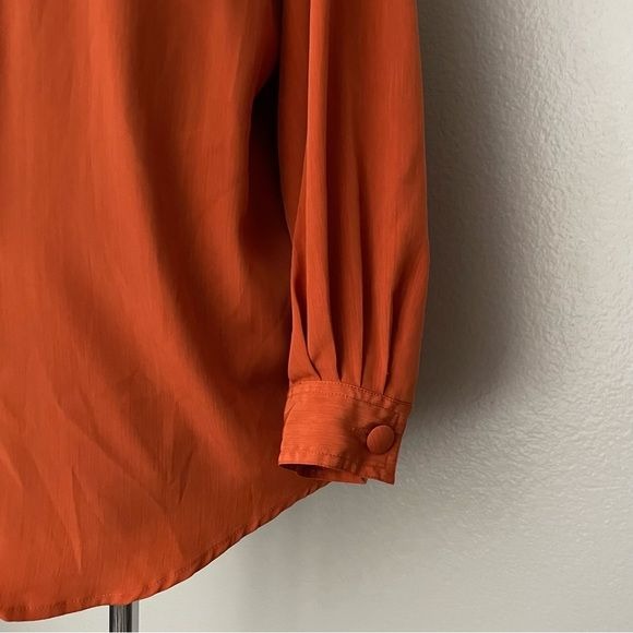 Burnt Orange Vintage Satin Long Sleeve Top (M)