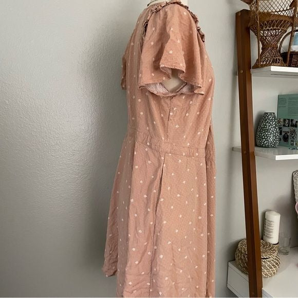 Dotted True Wrap Muted Pink Dress (M)