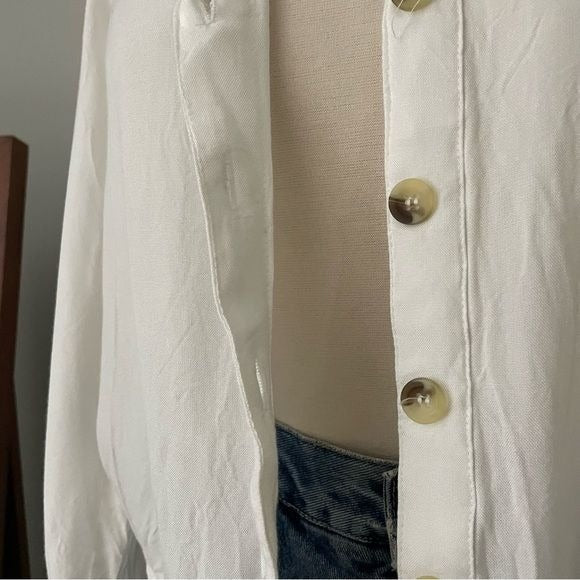 White Button Front Lightweight Top (M)