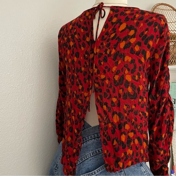 Open Back Red Patterned Top (8)
