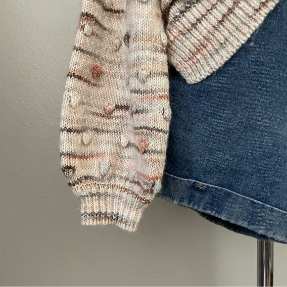 Bobble Chunky Knit Wool Belnd Sweater (M)