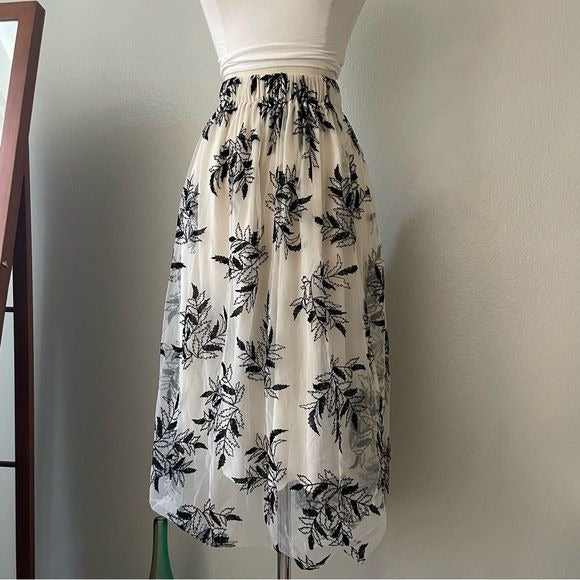 Lace Overlay Floral Midi Skirt (2XL)