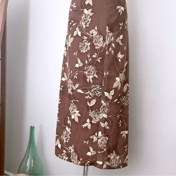 Brown Vintage Floral Maxi Skirt (L/XL)