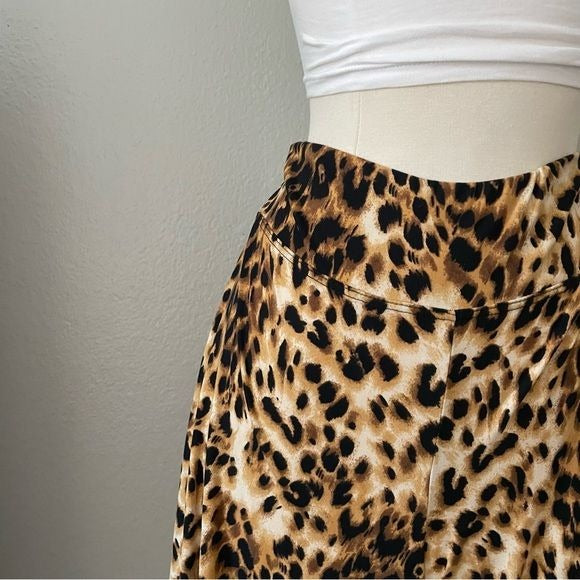 Wide Leg Leopard Print Pants (M)