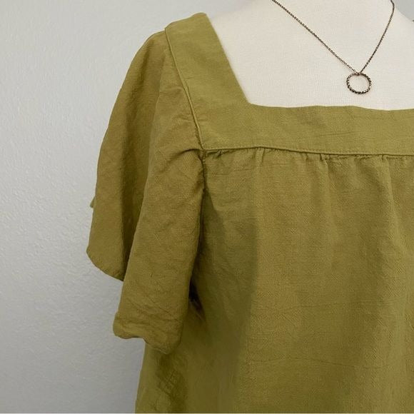 Light Olive Green Short Sleeve Top (S)