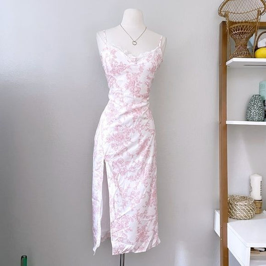 Slip Floral Midi Retro Dress (L)