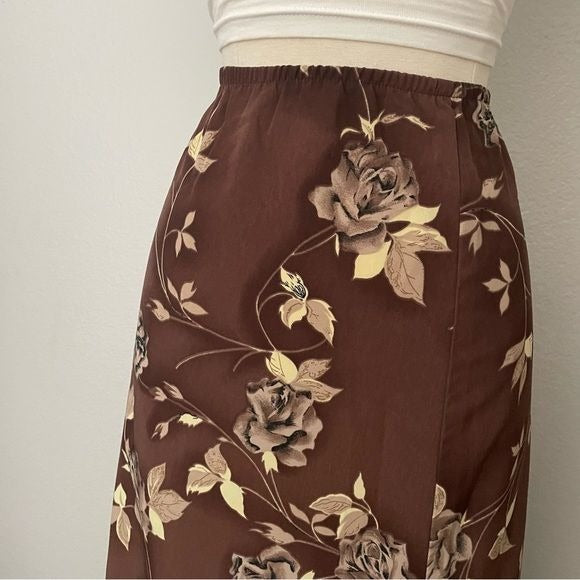 Brown Vintage Floral Maxi Skirt (L/XL)