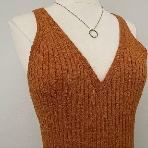 Burnt Orange Knit Bodycon Dress (L)