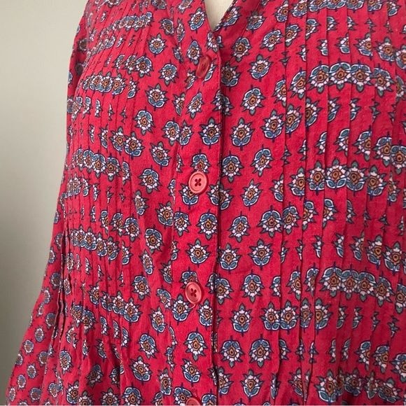 Red Floral Button Front Top (18/20)