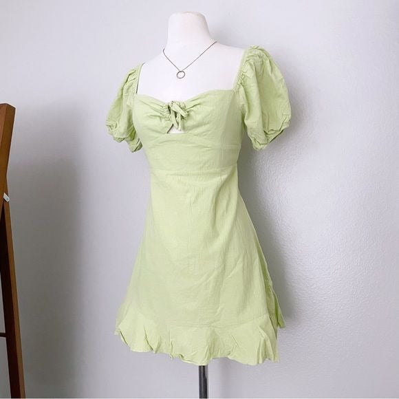 Green Milkmaid Mini Dress (L)