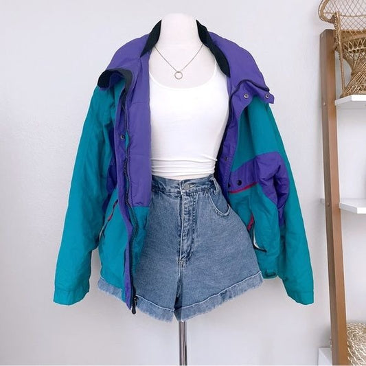 Vintage Colorblock Puff Oversize Jacket (M)