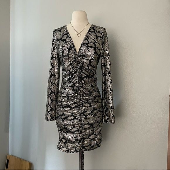 Metallic Snake Ruched Bodycon Dress (XL)