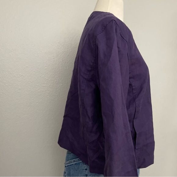 Purple Linen Button Front Vintage Top (S)
