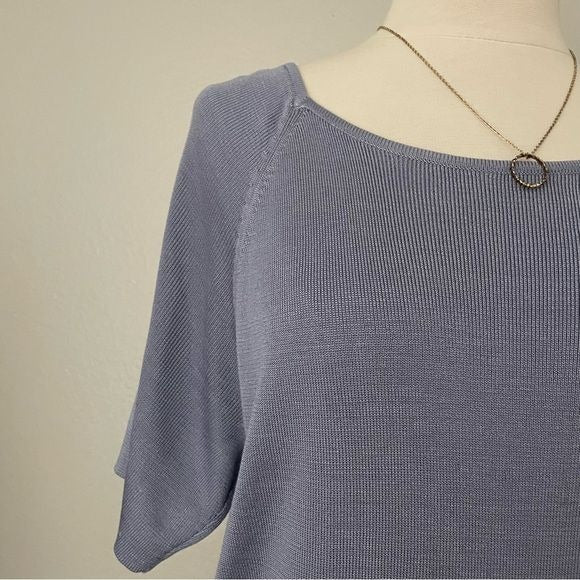 Silk Ribbed Periwinkle Top (2X)
