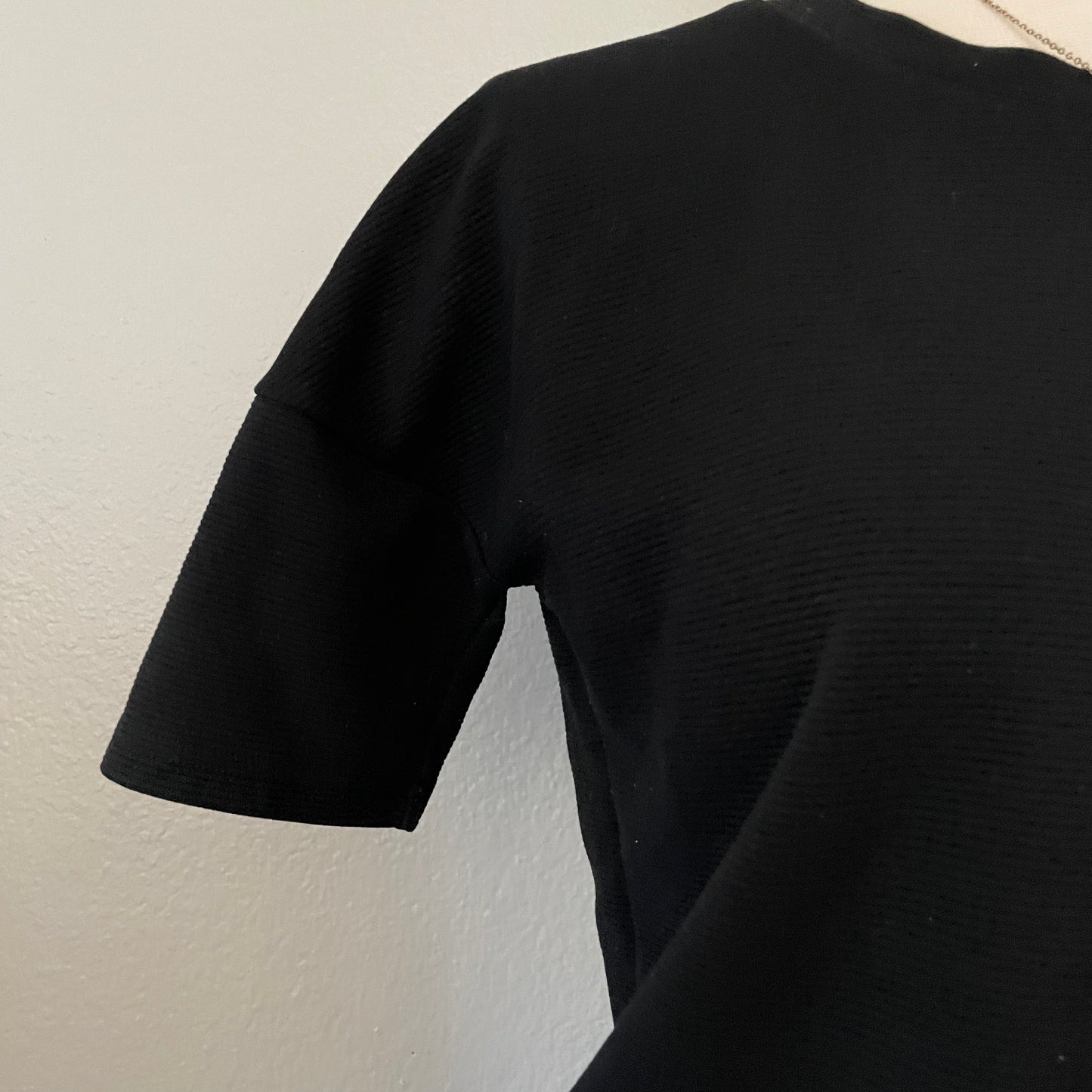 Black Ribbed Short Sleeve Top (XS)