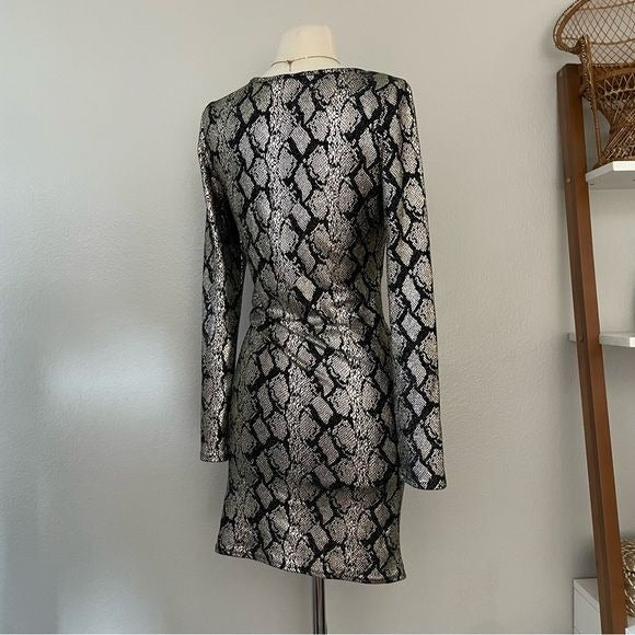 Metallic Snake Ruched Bodycon Dress (XL)