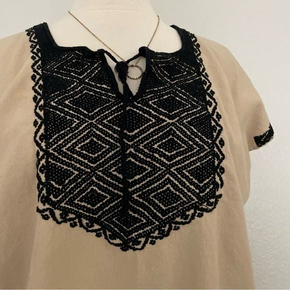 Black and Tan Embroidered Top (M)