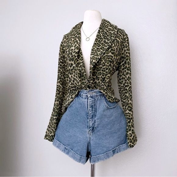 Vintage Animal Print Button Front Top (6)