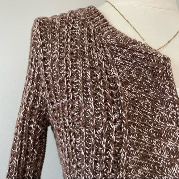 Brown Marled Button Front Knit Cardigan (S)