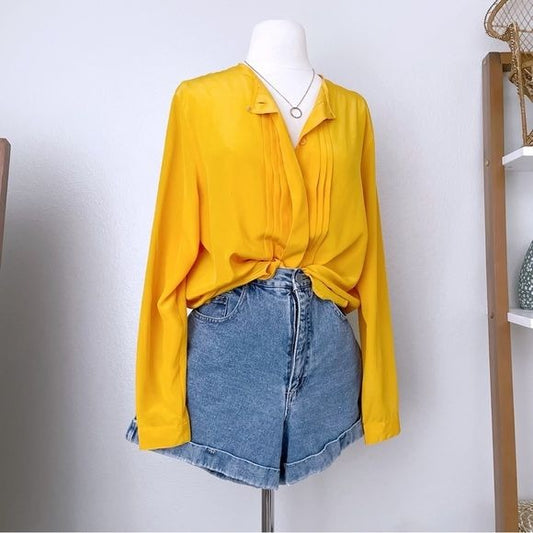 Yellow Gold Satin Button Front Top (10)