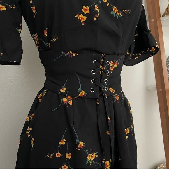 Floral Corset Waist Mini Swing Dress (12)