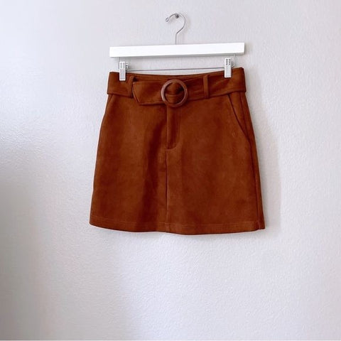 Brown Suede Mini Stretchy Skirt (S)