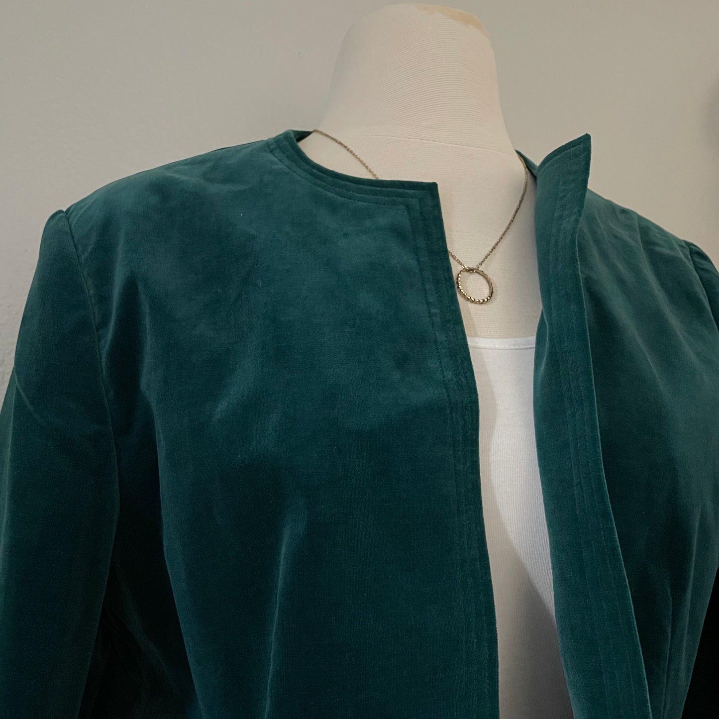 Teal Green Vintage Open Front Blazer (S/M)