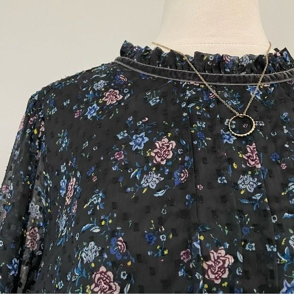 Black and Floral Pleated Top (20)