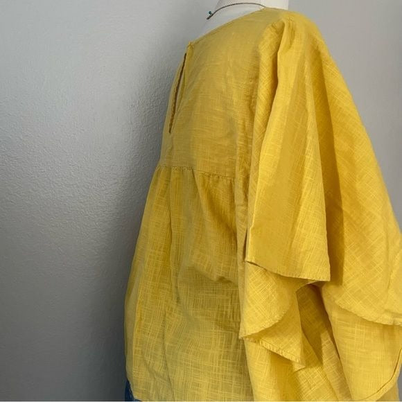 Yellow Flutter Sleeve Boxy Top (L)