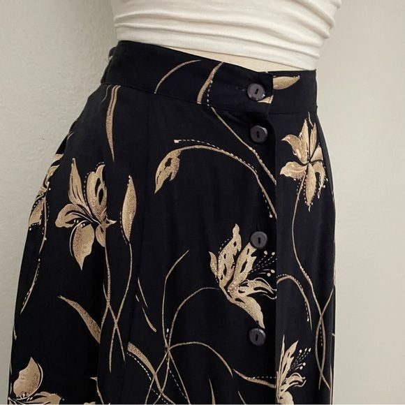 Floral Vintage Button Front Skirt (S)