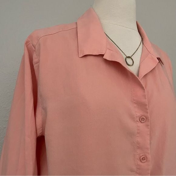 Peach Button and Front Tie Top (M)