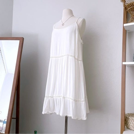 Ivory Gauzy Mini Flowy Dress (XL)