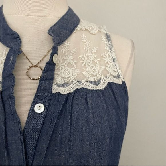 Lace and Chambray Top (S)