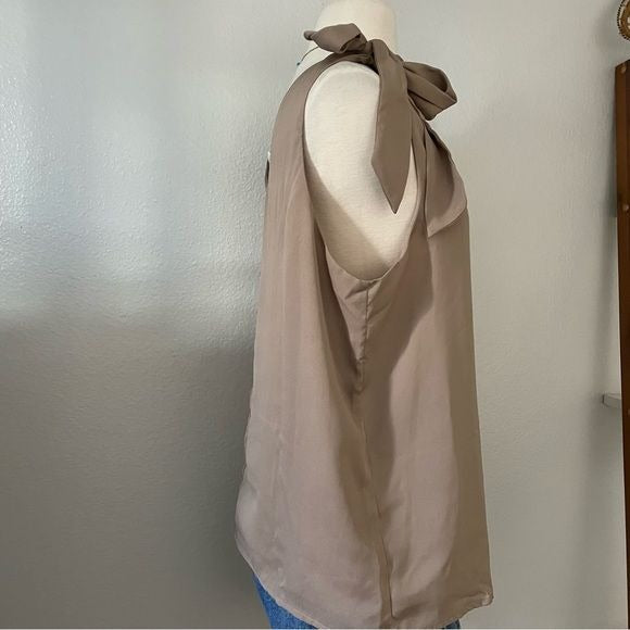 Taupe Neutral Bow Shoulder Top (XL)