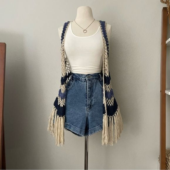 Crochet Knit Cardigan Vest (L)