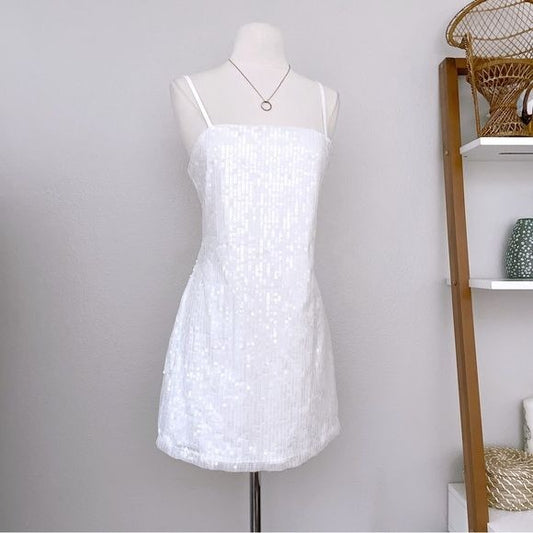 White Sequin Micro Mini Dress (M)
