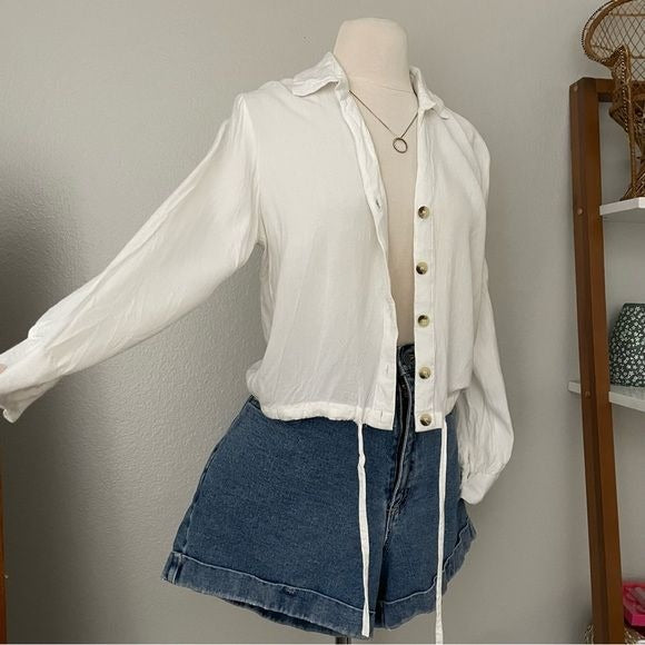 White Button Front Lightweight Top (M)