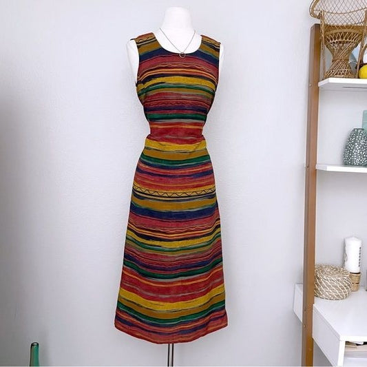 Vintage Multicolor Midi Dress (8)