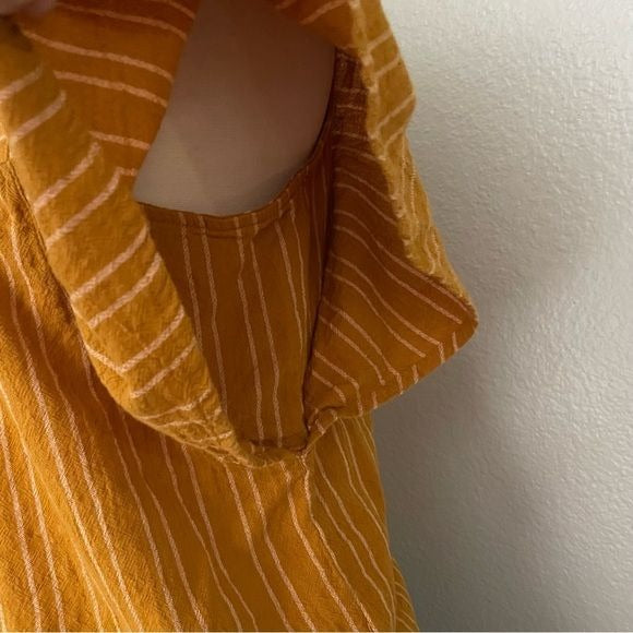 Orange Stripe Cotton Short Sleeve Top (S)