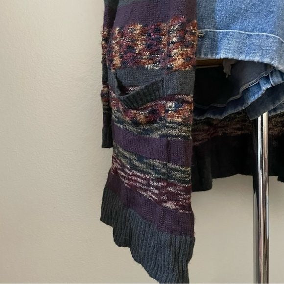 Long Line Fuzzy Knit Open Front Cardigan (XL)