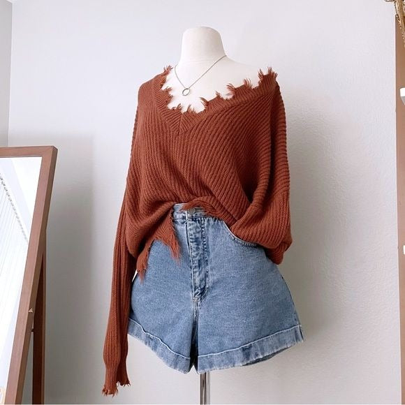 Deep Burnt Orange Knit Pullover Sweater (3X)