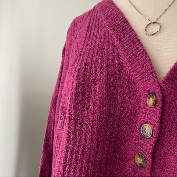 Deep Magenta Knit Pullover Sweater (XL)
