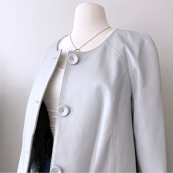 Genuine Leather Button Front Jacket (M)